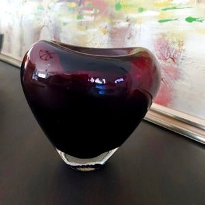 Amethyst Blown Glass Heart Vase